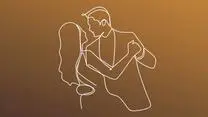 Line drawing of man and woman dancing Line drawing of man and woman dancing
