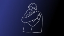 Line drawing of man and woman hugging Line drawing of man and woman hugging
