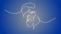 Line drawing of man and woman together Line drawing of man and woman together